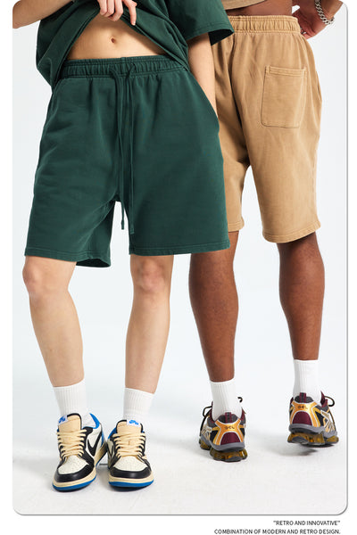 Shorts Deportivos de Algodón Puro Teñidos con Patrón Vintage Lavado - Image 33