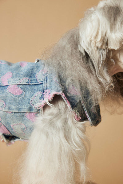 Chaleco Denim sin Mangas para Perros - Diseño Desgastado Love - Image 37