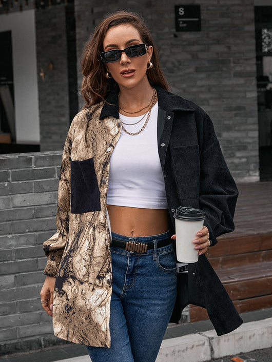 Blusa Suelta Estampado Leopardo Manga Larga Bicolor para Mujer - Image 10