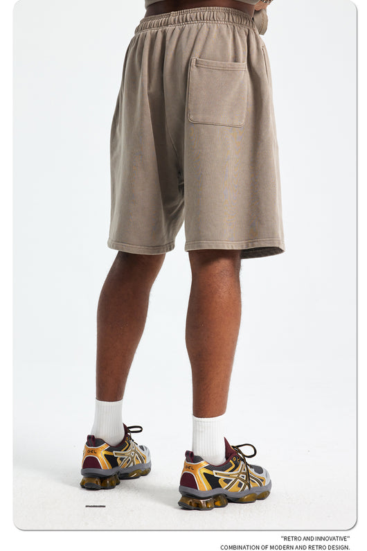 Shorts Deportivos de Algodón Puro Teñidos con Patrón Vintage Lavado - Image 53