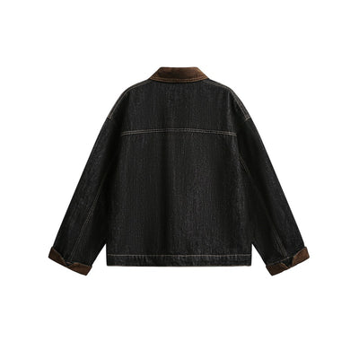 Chaqueta Denim Negra Retro Suelta para Hombre - Estilo Workwear Casual - Image 23