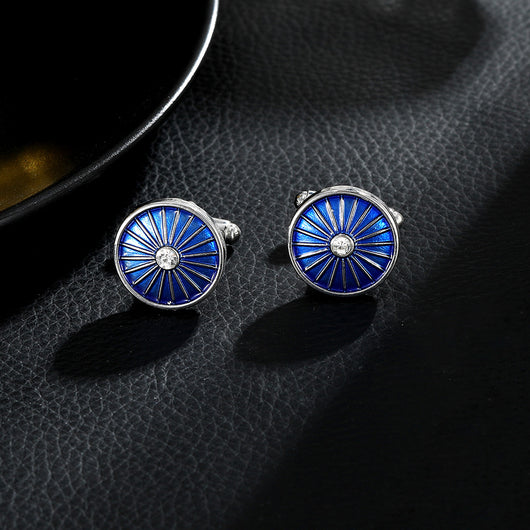 Gemelos Azules Línea Redonda Efecto Goteo para Camisas de Vestir Hombre - Image 26