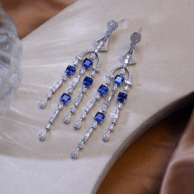 Aretes de Zafiro en Plata 925 con Borlas para Mujer - Image 8