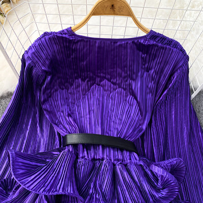 Blusa Suelta con Cuello V, Mangas Largas y Volantes en Bajo - Image 23