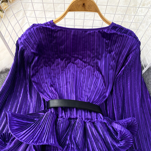 Blusa Suelta con Cuello V, Mangas Largas y Volantes en Bajo - Image 23