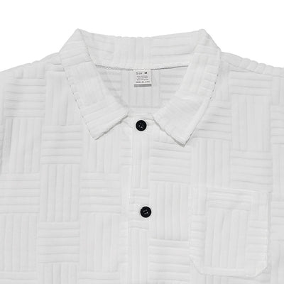 Camisa Casual Jacquard con Solapa y Botones - Conjunto Elegante para Hombre - Image 78