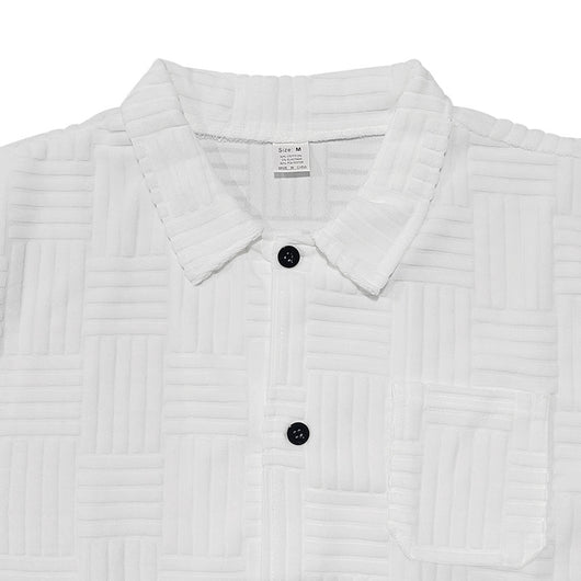 Camisa Casual Jacquard con Solapa y Botones - Conjunto Elegante para Hombre - Image 78