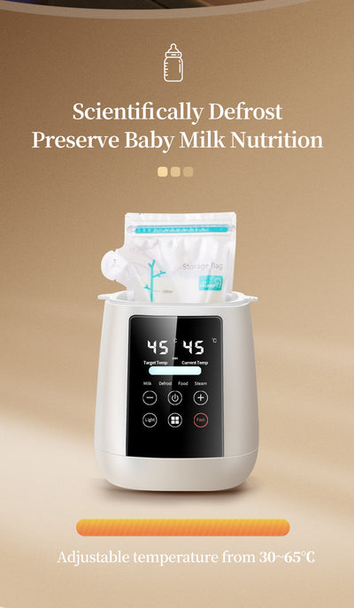 Pink multi-functional single bottle milk warmer with digital display for constant heating, defrosting, and steaming. - Image 13