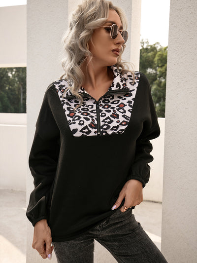 Sudadera Oversize con Estampado de Leopardo y Parches Casuales - Image 9