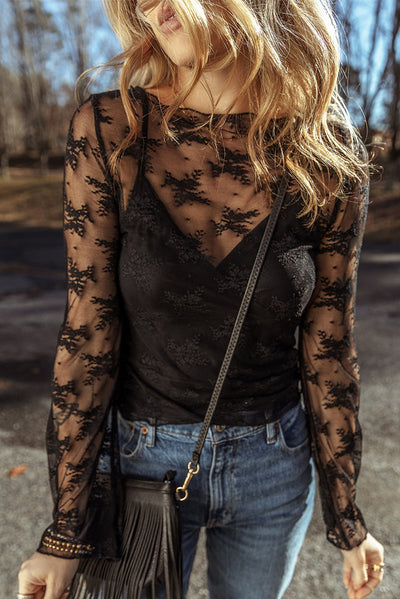 Blusa Reductora de Encaje Manga Larga Ajustada para Mujer - Image 12
