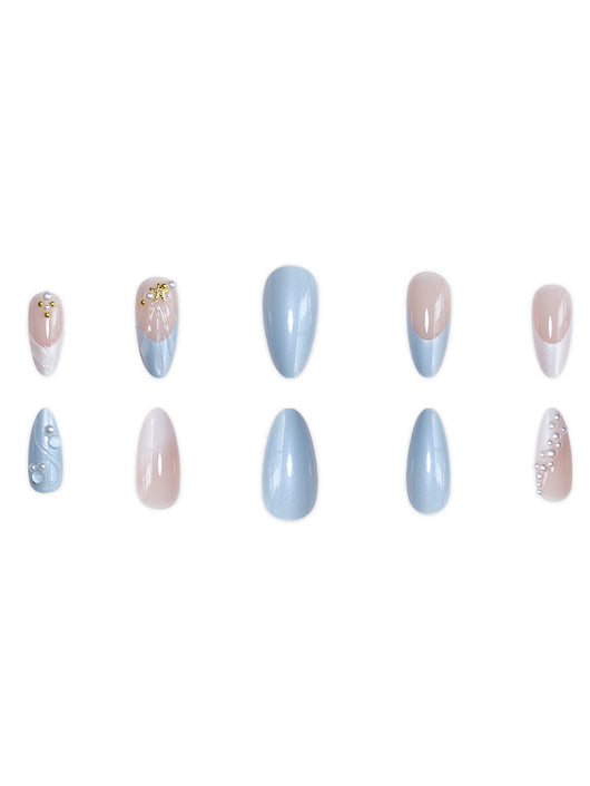 Uñas Postizas 3D Perla Dorada Serie Ocean - Diseño Premium XINGX - Image 12