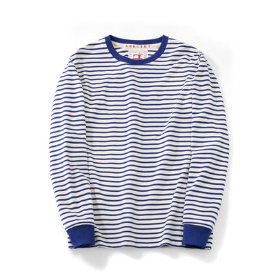 Camiseta Casual de Algodón a Rayas Clásica Cuello Redondo Manga Larga para Hombre - Image 23