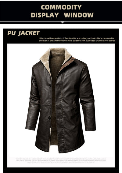 Abrigo de Cuero PU Talla Grande para Hombre - Corte Extendido - Image 20