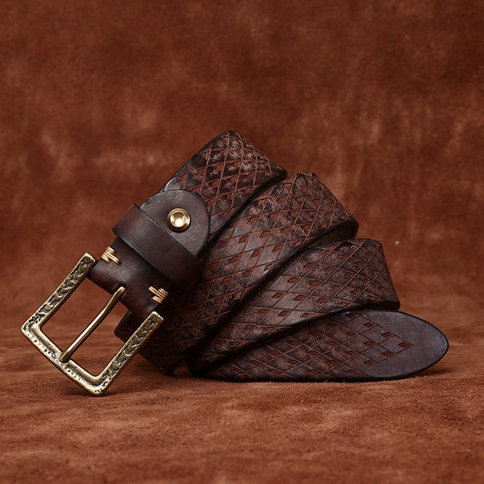 Cinturón de Cuero para Hombre con Hebilla Diamantada Tallada - Image 32
