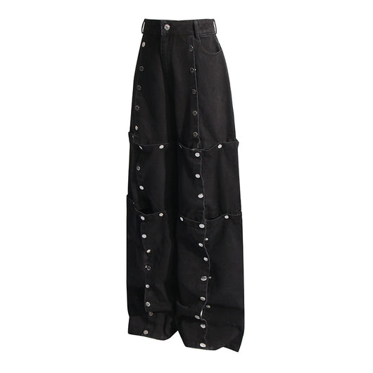 Jeans Talle Alto Irregular con Botones Desmontables - Image 32