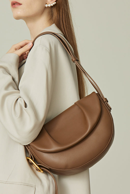 Bolso Bandolera de Cuero Vacuno con Pliegues - Image 9