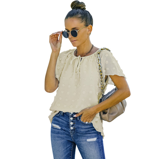 Blusa de Lunares en Gasa Manga Corta para Mujer - Image 27