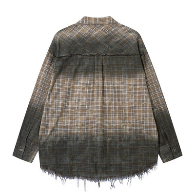 Camisa Plaid Degradado con Bordes Deshilachados - Image 24
