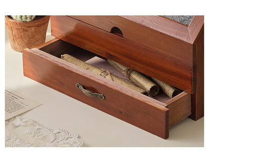 Gabinete de Almacenamiento Cosmético Vintage Madera con Doble Cajón - Image 9