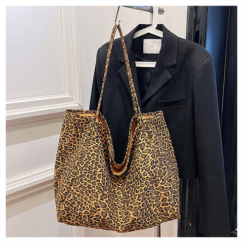 Bolso Retro de Hombro Estampado Leopardo con Textura Casual - Image 13