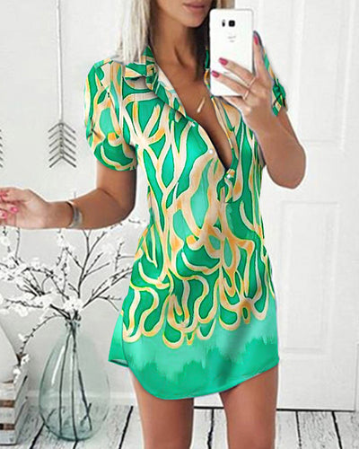 Vestido Camisero con Estampado de Solapa para Mujer - Image 9