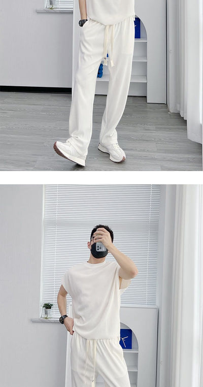 Traje Casual de Seda Helada para Hombre - Pantalón Corto y Playera de Manga Corta - Image 14