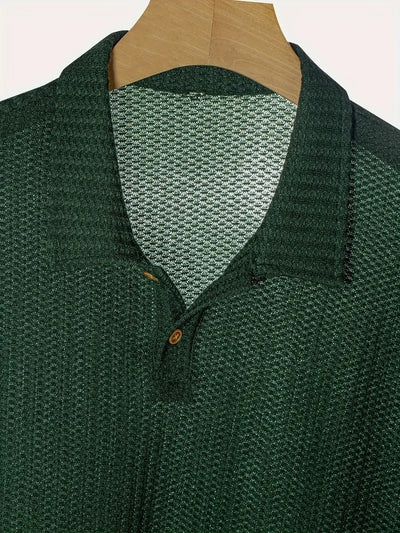 Camisa Casual de Punto Rombo con Solapa - Corte Holgado Manga Corta Hombre - Image 35