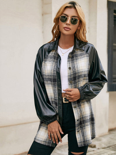Chaqueta Casual de Cuadros con Paneles Sueltos y Bolsillos Dobles - Image 14