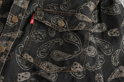Camisa Denim Retro Lujo Suave con Patrón Paisley - Manga Larga Estilo Americano - Image 24