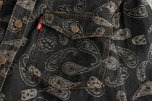 Camisa Denim Retro Lujo Suave con Patrón Paisley - Manga Larga Estilo Americano - Image 24