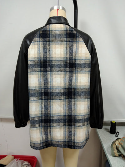 Chaqueta Casual de Cuadros con Paneles Sueltos y Bolsillos Dobles - Image 29