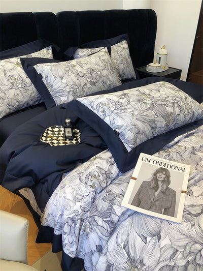 Juego de Cama de Algodón Premium Estilo Campestre con Flores Digitales - Image 48