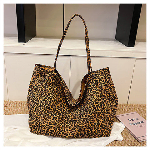 Bolso Retro de Hombro Estampado Leopardo con Textura Casual - Image 35