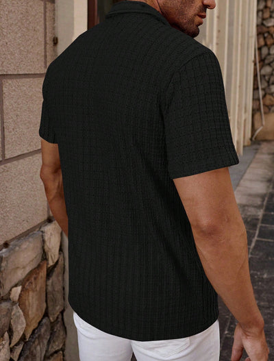 Camisa Casual de Rayas para Hombre con Cuello Solapa y Manga Corta - Image 17