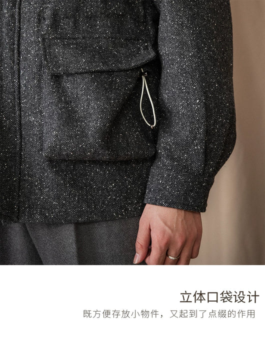 Chaqueta Casual Retro con Cuello Alto y Lunares en Lana - Image 17