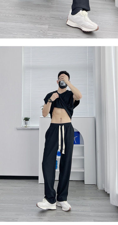 Traje Casual de Seda Helada para Hombre - Pantalón Corto y Playera de Manga Corta - Image 16