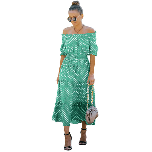 Vestido de Verano Lunares Verde Chifón Europeo - Image 24