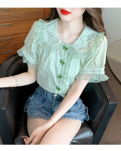 Blusa de Chifón con Cuello Muñeca y Mangas de Encaje - Image 19