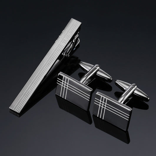 Broche de Corbata Cuadrado Cepillado en Oro, Plata y Negro - Image 62