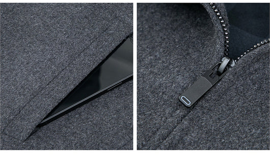 Abrigo de Lana con Cuello Polo para Hombre - Elegancia Casual - Image 23