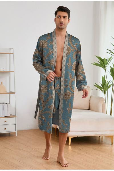 Bata Estampada para Hombre con Mangas Largas y Pantalón Corto - Image 49