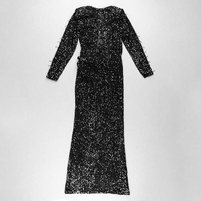 Vestido de Fiesta Vintage Elegante con Abertura Lateral y Manga Larga - Image 10