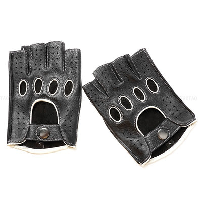 Guantes de Cuero Mitad Dedo para Motociclismo y Actividades al Aire Libre - Image 55