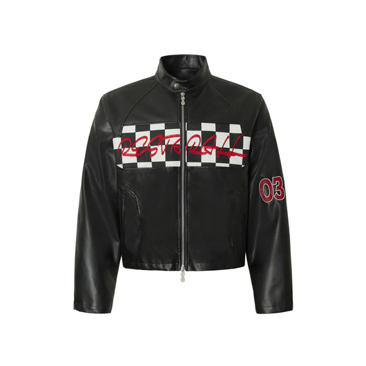 Chaqueta de Cuero Estilo Retro Americano con Detalles de Tartán - Image 26