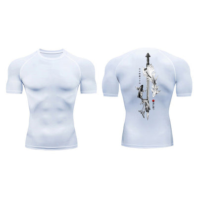 Playera de Compresión Estampado Espada Manga Corta Verano Hombre - Image 20