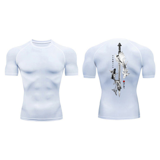 Playera de Compresión Estampado Espada Manga Corta Verano Hombre - Image 20