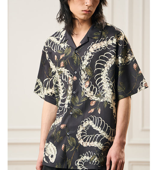 Camisa Cubana de Manga Corta con Patrón de Hueso de Serpiente - Diseño Original - Image 23