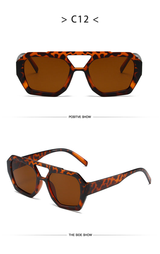 Minimalist square fashion sunglasses with a tortoiseshell frame and light brown lenses, angled view. - Image 23