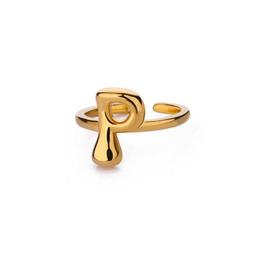 Anillo de Letras Bubble Dorado en Oro 18K Chapado - Image 68