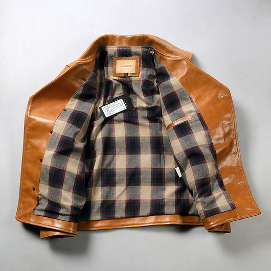 Chaqueta de Cuero para Hombre Solapa Clásica Gamuza Encerada - Image 19